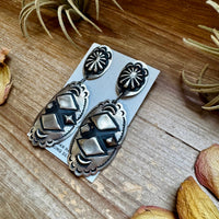 Sterling Silver Dangle Earrings – Native Made by Leander & Rhonda Largo, USA