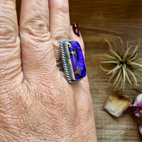 Purple Dahlia Ring – Sterling Silver – Native Made by M. Spencer – Size 8