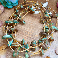 22” Chunky Turquoise & Shell Heishi Necklace