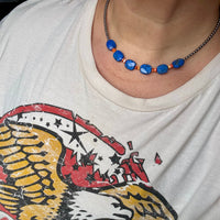 Sterling Silver & Spiny Oyster Choker with Lapis – Summer Necklace
