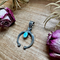 Naja Pendant with Golden Hill Turquoise – Option 2 – Sterling Silver – Native Made by KB – Fits 8mm
