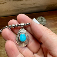 Teardrop Pendant - sterling silver with Kingman turquoise