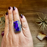 Purple Dahlia Ring – Sterling Silver – Native Made by M. Spencer – Size 8