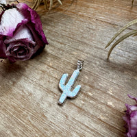 Cactus Pendant with White Opal – Sterling Silver – Fits 4mm Pearls