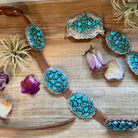 Turquoise Concho Belt – Sterling Silver – Native Made DM – One of a Kind