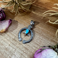 Naja Pendant with Golden Hill Turquoise – Sterling Silver – Native Made by KB – Fits 8mm