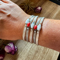 White Buffalo or Red Spiny Cuff Bracelet – Sterling Silver