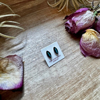 Mini Inlay Earrings – Kingman Turquoise – Sterling Silver – Zuni Made