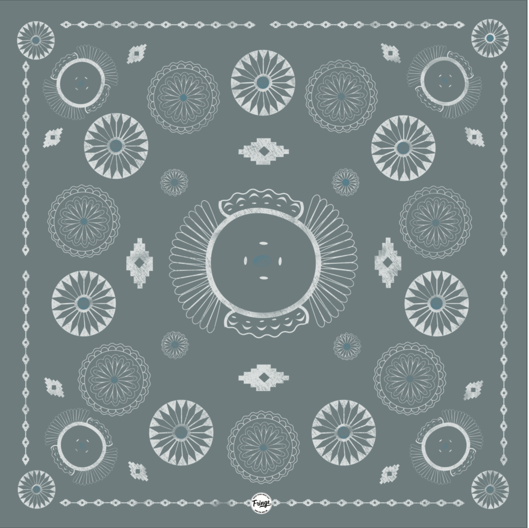 Chambrey and silver cotton bandana with concho designs