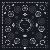 Navy and silver cotton bandana with concho designs