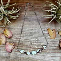 15-Inch Lemon Turquoise & Sterling Saucer Pearl Necklace on Paperclip Chain
