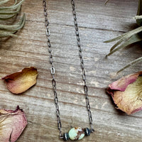16-Inch Lemon Turquoise Magnesite Necklace with Sterling Saucer Pearls