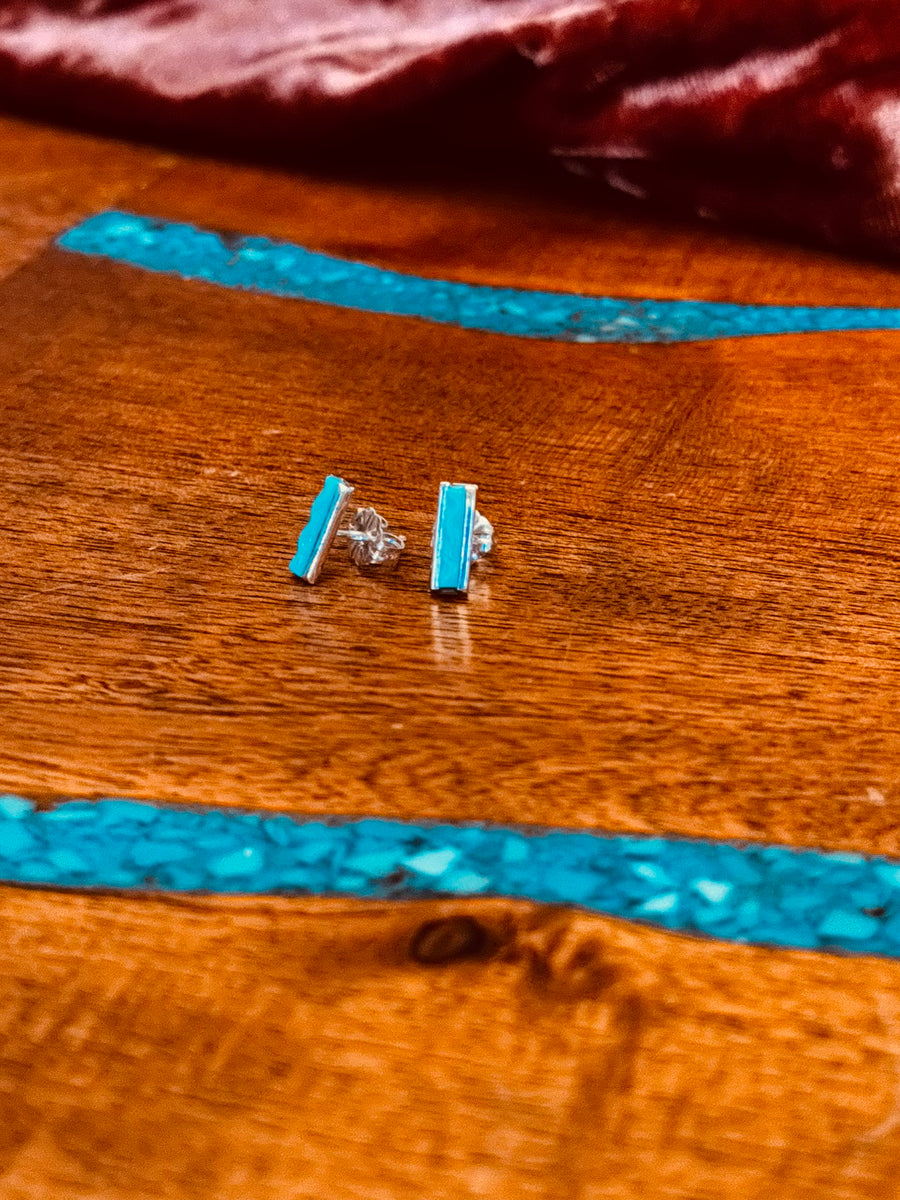 Small Turquoise Bar Studs