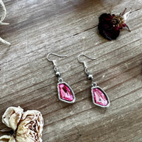 Pink dangle and Sterling Silver Pearls earrings