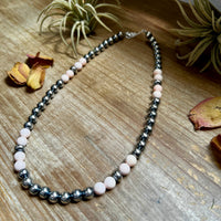 Pink Conch & Sterling Silver Necklace – 8 mm Pearls – 19 Inch + Extender