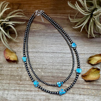 Golden Hill Turquoise Choker – Sterling Silver Pearls