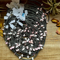 15 Inch Pink Conch Saucer Necklace and Sterling Silver Beads