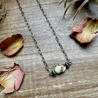 16-Inch Lemon Turquoise Magnesite Necklace with Sterling Saucer Pearls