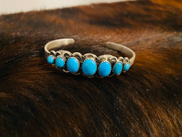 Russell Sam Sterling Silver and Turquoise Bracelet