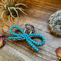 Turquoise magnesite bead bow hair clips