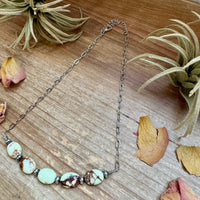 15-Inch Lemon Turquoise & Sterling Saucer Pearl Necklace on Paperclip Chain