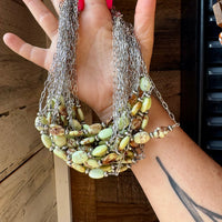 15-Inch Lemon Turquoise & Sterling Saucer Pearl Necklace on Paperclip Chain