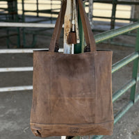 Leather Tote with Fringe Knots