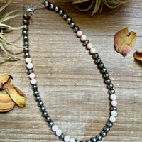 Pink Conch & Sterling Silver Necklace – 8 mm Pearls – 19 Inch + Extender