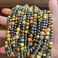 18-Inch Sterling Silver Pearl & Bumblebee Jasper Necklace
