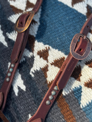 Harness Leather Patina Dot Slide Ear