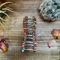 Orange & Turquoise bow hair clips