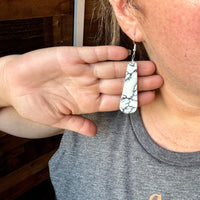 White block white tear drop earrings