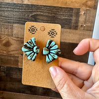 Blue Concho Stud Earrings