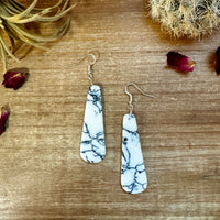 White block white tear drop earrings
