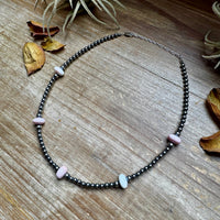 15 Inch Pink Conch Saucer Necklace and Sterling Silver Beads