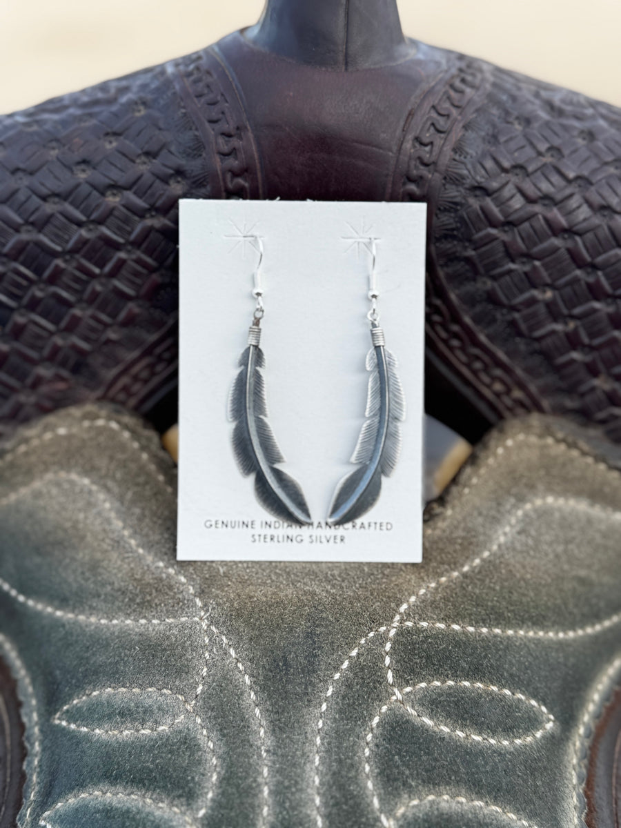 Billy Long Feather Earrings
