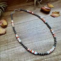 17-Inch Sterling Silver Pearl & Spiny Oyster Necklace