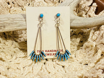 Rushing Rain Sterling Silver and Turquoise Dangle Earrings