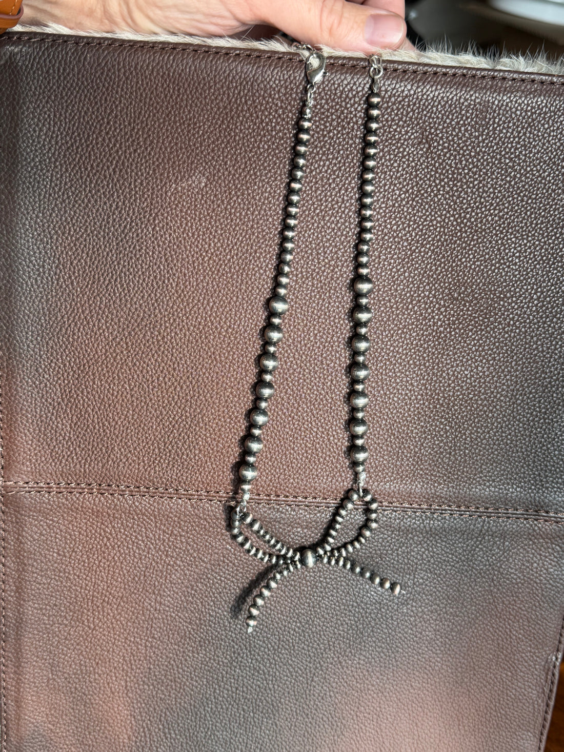 Faux Bow Necklace 16-19”
