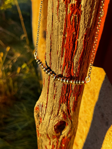 Sterling and Gold Pearl Bar Necklace