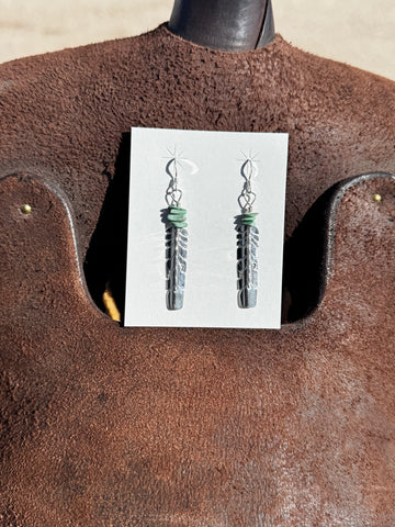 Feather and Turquoise Chip Earrings
