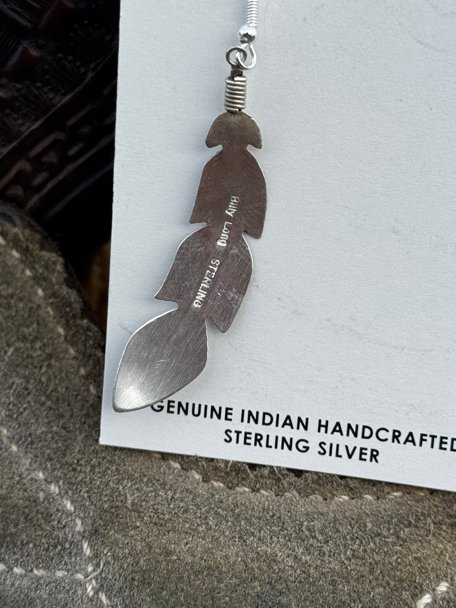Billy Long Feather Dot Earrings