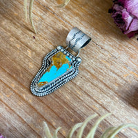 Sterling Silver Kingman Turquoise Lightning Bolt Pendant – Made by Artist Shay Pfeiffer