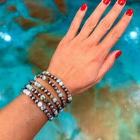 Sterling Silver & Larimar Bracelet  – 6 mm Beads