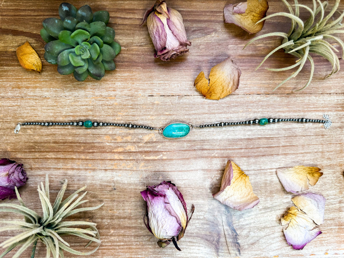 Sterling Silver & Turquoise Choker – 13” + Extender – In-House Silversmithing – Real Turquoise & Spiny Oyster Options