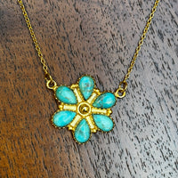 Gold and Turquoise Cluster Necklace