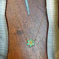 Gold and Turquoise Cluster Necklace