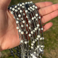 White Howlite Glass Seed Bead Choker