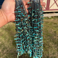 Sterling Silver Pearl & Long Blue Turquoise Necklace – 25”