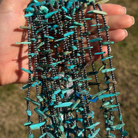 Sterling Silver Pearl & Long Blue Turquoise Necklace – 25”